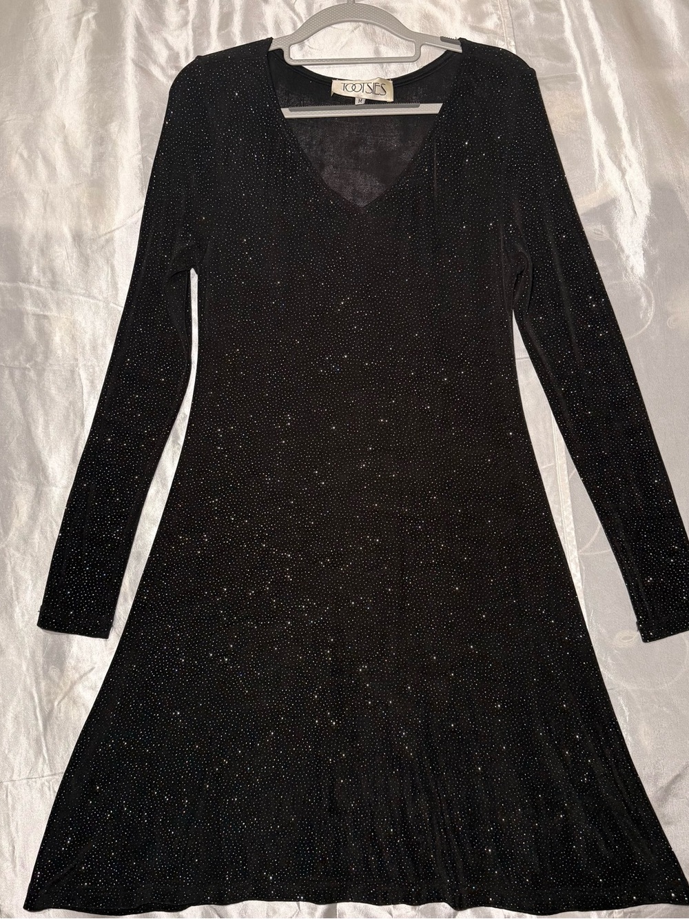 Tootsies Y2K Black Velvet Sparkle Dress Women’s Size M Special Occasions